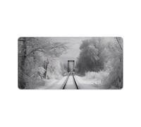 Snowy Train Tracks Keyboard Mat Large Gaming Mouse Pad, Anti-Slip Desk Mat for Desktop Desk Work/Home Writing Mat 11.8 * 23.6 Inches