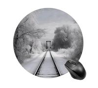 Snowy Train Tracks Mouse Pad for Office, Mouse Mat with Non-Slip Base, Waterproof Desk Pad Protector for Home, Personalized Mouses Mat for Travel, Outdoor, 7.8" X 7.8"