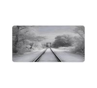 Snowy Train Tracks Mouse Pad Non-Slip Large,Desk Mat Easy Clean 23.6" X 11.8",Desk Pad for Mouse, Writing Desk, Office, Home, Laptop