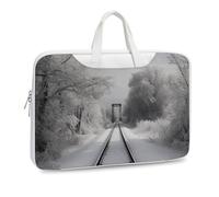 Snowy Train Tracks Printed Leather Shoulder Messenger Bag Briefcase for Men Women Travel Business Office Hangbag Laptop Pack Crossbody