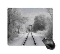 Snowy Train Tracks Square Mouse Pad Portable Computer Mousepad with Non-Slip Rubber Base 18 * 22cm Ultra-Thin Gaming Mouse Mat for Computer Laptop Office Desk Accessories