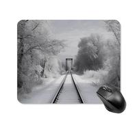 Snowy Train Tracks Square Mouse Pad Portable Computer Mousepad with Non-Slip Rubber Base 20 * 25cm Ultra-Thin Gaming Mouse Mat for Computer Laptop Office Desk Accessories