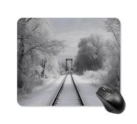 Snowy Train Tracks Square Mouse Pad Portable Computer Mousepad with Non-Slip Rubber Base 25 * 30cm Ultra-Thin Gaming Mouse Mat for Computer Laptop Office Desk Accessories