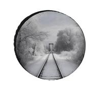 Snowy Train Tracks Tire Covers Waterproof Anti UV Tire Cover 24inch Single Axle Wheel Covers for RV Truck SUV Trailer Universal for All Seasons
