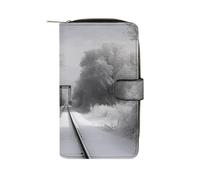 Snowy Train Tracks Wallet Multifunctional Wallets for Men Compact Wallet Purse Passport Bag