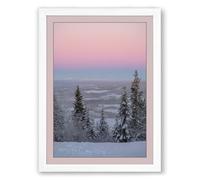 Snowy Valley at Dawn Scandinavian Framed Wall Art Print A1 (84.1×59.4cm) White, Wall Decor for Living Room, Bedroom, Office & Home, Ready to Hang, Art Gift