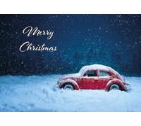Snowy VW Beetle Car Merry Christmas Greeting Card 125mm x 178mm Including Envelope PT306