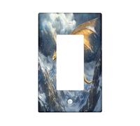 Snowy Western Dragons Decorative Light Switch Cover Wall Plate 1 Gang Single Rocker, Fantasy Snows Mountain Electrical Faceplate for Kitchen Bathroom, Animal Switchcover Decor