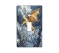 Snowy Western Dragons Decorative Light Switch Cover Wall Plate 1 Gang Single Toggle, Fantasy Snows Mountain Electrical Faceplate for Kitchen Bathroom, Animal Switchcover Decor