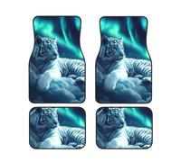 Snowy White Tiger Car Floor Mats With Non-Slip Backing - Absorbent Interior Protector For Cars, Suvs & Vehicles - Easy To Clean, Durable Car Carpets