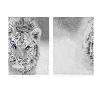 Snowy White Tiger Travel Passport Wallet Credit Card Holder Cover Case Protector