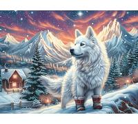 Snowy White Wolf 1000 Piece Premium Jigsaw Puzzle Magical Cosmic Creatures Adult Jigsaws Educational Game Hobby Home Decor Winter Gift Durable Wooden Cardboard 1000 PCS/75x50cm