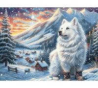 Snowy White Wolf 1000 Pieces Jigsaw Puzzles Luminous Enchanted Beasts For Men Educational Decompression Adults Anxiety Memory Care Mothers Valentines Premium Cardboard 1000 PCS/75x50cm