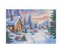 Snowy Winter Forest Cabin 300 Piece Jigsaw Puzzle for Adults Teens Dorm Room Decor Study Break Challenging Puzzle Great Gift for College 300 PCS