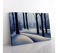 Snowy Winter Forest Vol.1 Canvas Wall Art Print Ready to Hang, Framed Picture for Living Room Bedroom Home Office Décor, 76x50 cm (30x20 Inch)