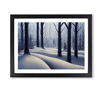 Snowy Winter Forest Vol.1 Framed Print | A3 Black Framed Wall Art | Ready to Hang | Modern Landscape Picture | Living Room Bedroom Lounge Office