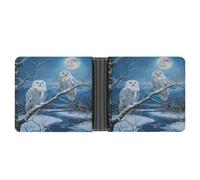 Snowy Wolf Full Moon Printed Bifold Wallet with Hidden Compartments Pocket Money and Credit Card Holder for Men Women