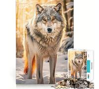 Snowy Wolf Jigsaw Puzzles 1000 Piece for Adults Intellect Toy Calm Relax Precise Cut Santa Wish Item (38x26cm)