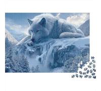 Snowy Wolf Landscape 1000 Piece Puzzles Beautiful View Snow Wolf Mountain Wall Decoration Educational Game for Men And Women Challenging Jigsaw Jigsaw Puzzles for Adults 52x38cm/1000pcs