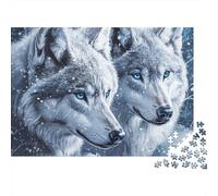 Snowy Wolf Pair 1000 Piece Puzzles Beautiful View Twin Wolves Winter Wall Decoration Decompression Jigsaw for Men And Women Challenging Puzzles Jigsaw Puzzles for Adults 38x26cm/1000pcs