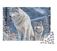 Snowy Wolf Pair 1000 Piece Puzzles ForAdults Kids Colorful Wolf Pack Mountain Decoration Puzzle Decompression Jigsaw for Men And Women Challenging Puzzles Jigsaw Puzzles for Adults 52x38cm/1000pcs