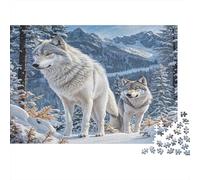 Snowy Wolf Pair 1000 Piece Two Snowy Wolves in Winter Scene Jigsaws Puzzles for Adults And Kids Family Educational Games 1000 Pieces Fun, Challenging & Brainteasing Adults Birthday Gifts 52x38cm/1000p