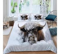 Snowy Yak Double Duvet Cover Set Wild Animals Bedding Double Bed Set 3D Print Soft Comfort Microfiber Quilt Cover 200x200 cm with Zipper Closure and 2 Pillowcases o.1365