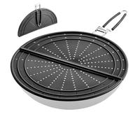 Snowyee Foldable Splatter Screen for Frying Pan, Silicone Grease Splatter Guard Include 3 Different Size 13/11.42/9.84 inch or 33/29 / 25 cm for Kitchen Cooking Pan Cover (Black / 1 Piece)