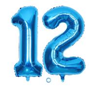 SNOWZAN 12th Birthday Decor Balloon Number 12 Party Foil Balloon Number 12 Happy Birthday Balloon Number Birthday Decor Giant Number Balloon Giant Foil Balloon in 32 Inch Balloon Number Birthday Blue