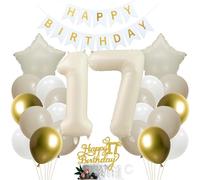 SNOWZAN 17th Birthday Decoration - Girl & Boy Cake Topper - White Gold