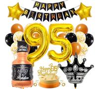 SNOWZAN 95th Birthday Decoration Man Women Black Gold Party Decoration 95th Birthday Men Women Decoration 95th Birthday Man Birthday Decoration 95 Man Happy Birthday Garland Balloon 95th Birthday Man