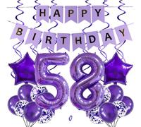 SNOWZAN Balloons 58th Birthday Decoration Purple 32 Inch Giant Number Balloons, Latex Foil Balloons, Pack of 25