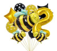 SNOWZAN Bee Birthday Decoration 2nd Birthday Girl Boy Bee Decoration Balloons Bee 2 Years Birthday Decoration Yellow Bee Foil Balloon Numbers Balloon Number 2 for Bee Children Birthday Bee Party