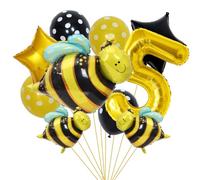 SNOWZAN Bee Birthday Decoration 5th Birthday Girl Boy - Balloons, Foil Balloon, Numbers Balloon Number 5 - Yellow Decoration for Children Bee Party