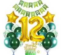 SNOWZAN Decoration 12th Birthday Girls Boys Green Gold 12th Birthday Decoration Girls Boys 12th Birthday Decorations 12th Birthday Girl Decoration with Happy Birthday Banner for Birthday 12 Boys