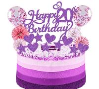 SNOWZAN Purple & Pink 20th Birthday Cake Topper