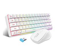 Snpurdiri 2.4G Wireless Gaming Keyboard and Mouse Combo, Include Small 60% Merchanical Feel Ergonomic Design Mini Wireless Mouse(White)