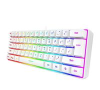 Snpurdiri 60% All-White Gaming Keyboard, RGB Backlit Ultra-Compact Mechanical Feel Keyboard | Sleek Minimalist Design for PC & Mac | UK Compatible US Layout | Detachable USB-C Cable