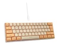 Snpurdiri 60% Wired Gaming Keyboard, RGB Backlit Ultra-Compact Mini Keyboard, Water-Resistant, 61 Keys, for PC/Mac Gamers, Typists, Travel, Cream and Orange (QWERTY Layout)
