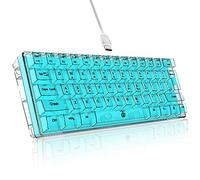 Snpurdiri 60% Wired Gaming Keyboard, RGB Backlit Ultra-Compact Mini Keyboard, Waterproof Small Compact Transparent Keycaps for PC/Mac Gamer(White Transparent)