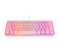 Snpurdiri 60% Wired Gaming Keyboard, True RGB Backlit Ultra-Compact Mini Keyboard, Waterproof Keyboard with 61 Keys for PC/Mac Gamers, Typists, Business Trip, Easy to Carry, Pink (QWERTY Layout)