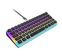Snpurdiri 60% Wired Gaming Keyboard, Pudding Keycaps with Translucent Layer,RGB Ultra-Compact Mini Keyboard, Waterproof Small 61 Keys Keyboard for Office/Gaming(Black)