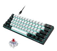 Snpurdiri 60% Wired Mechanical Gaming Keyboard, Ice Blue LED Backlit 61 Keys Mini Wired Office Keyboard for Windows Laptop PC Mac (Black-White, Red Switches)