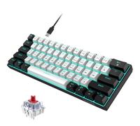 Snpurdiri 60% Wired Mechanical Gaming Keyboard, Ice Blue LED Backlit 61 Keys Mini Wired Office Keyboard for Windows Laptop PC Mac (Black-White, Red