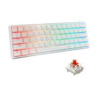 Snpurdiri 60% Wired Mechanical Gaming Keyboard, RGB Backlit 61 Keys Small Gaming Keyboard (White, Red Switches)