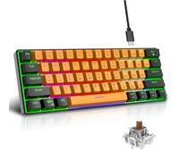 Snpurdiri 60% Wired Mechanical Keyboard, Mini Gaming Keyboard with 61 Brown Switches for PC, Windows XP, Win 7, Win 10 (Black-Yellow, Brown Switches)