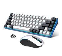 Snpurdiri Gaming Keyboard and Mouse Combo 60% Wireless, 2000mAh Rechargeable Battery, Mini Mechanical Anti-Ghosting Keyboard + Mouse 6D 3200DPI for Gaming, Office (White-Black)