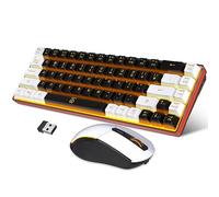 Snpurdiri Gaming Keyboard and Mouse Combo 60% Wireless, Rechargeable Battery with Orange Backlight 2000mAh Mini Mechanical Touch Anti-Ghosting Keyboard + 3200DPI 6D Mouse for