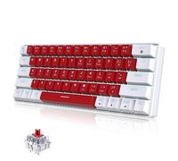 Snpurdiri Wired 60% Mechanical Gaming Keyboard, White LED Backlit Ultra-Compact Small Office Keyboard for Windows Laptop, PC, Mac, White-Red Switches