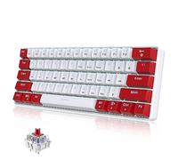 Snpurdiri Wired 60% Mechanical Gaming Mini Keyboard, White LED Backlit Ultra-Compact Small Office Keyboard for Windows Laptop, PC, Mac, White-Red, Red Switches